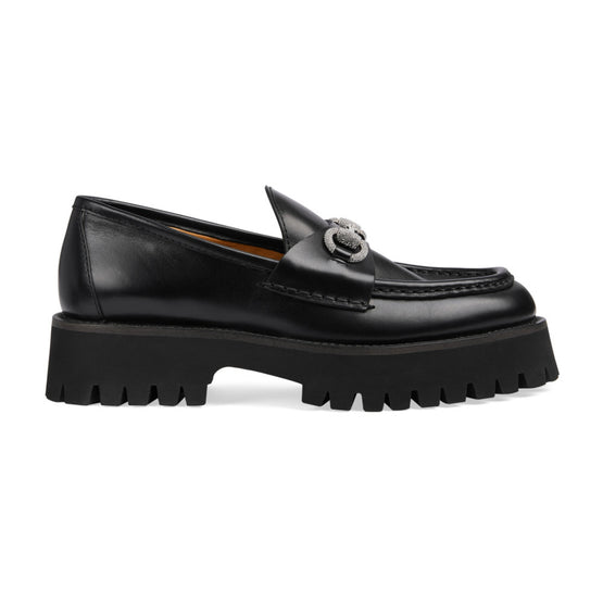 Women W Sylke Fltf Moc Lth W/Crysthb - Black