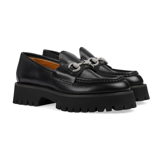 Women W Sylke Fltf Moc Lth W/Crysthb - Black