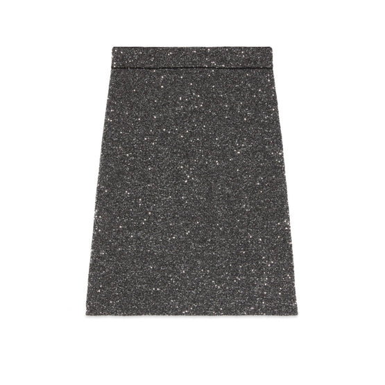 Women Skirt Fine Pl/Vi Mix With Sequ - Black/Silver