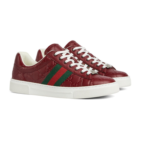 Women Wgucciace Snkr Gg Lthr W/Web - R.An/R.An/Vrv/R.An