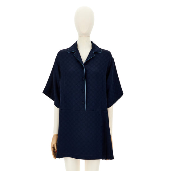 Women Dress Hammered Gg Satin - Ink/Mix