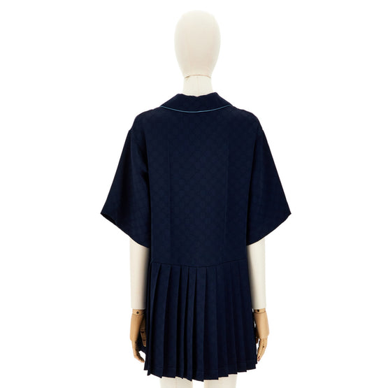 Women Dress Hammered Gg Satin - Ink/Mix