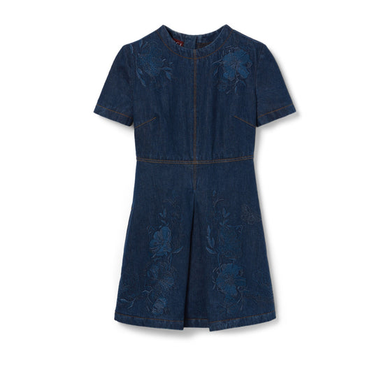 Women Emb Dress Wash Denim_16 - Blue